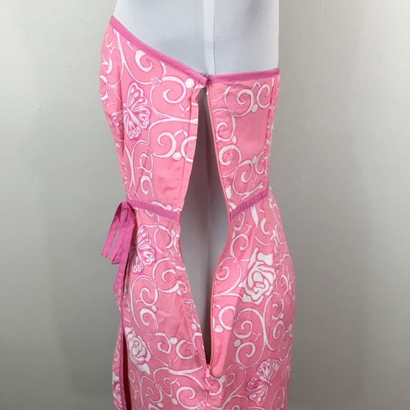 Lilly Pulitzer 6 Pink strapless butterfly dress - Picture 4 of 8